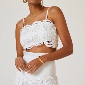 RAISSA x Anthropologie White Eyelet Cropped Cami